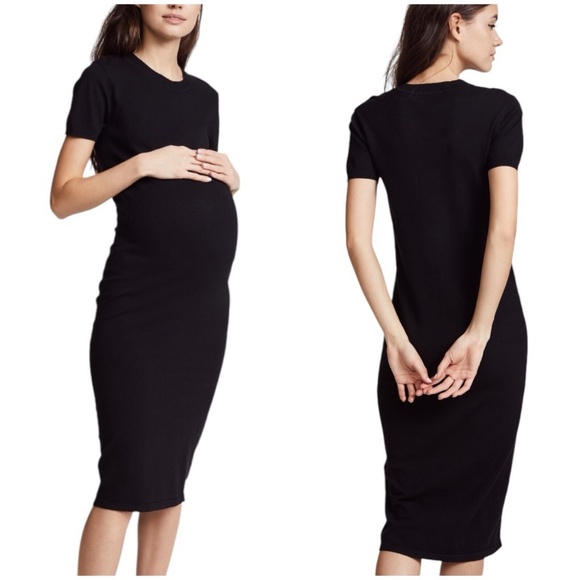 Hatch Maternity Eliza Lightweight Knit T-Shirt Maternity Short Sleeve Black XS - Picture 2 of 11